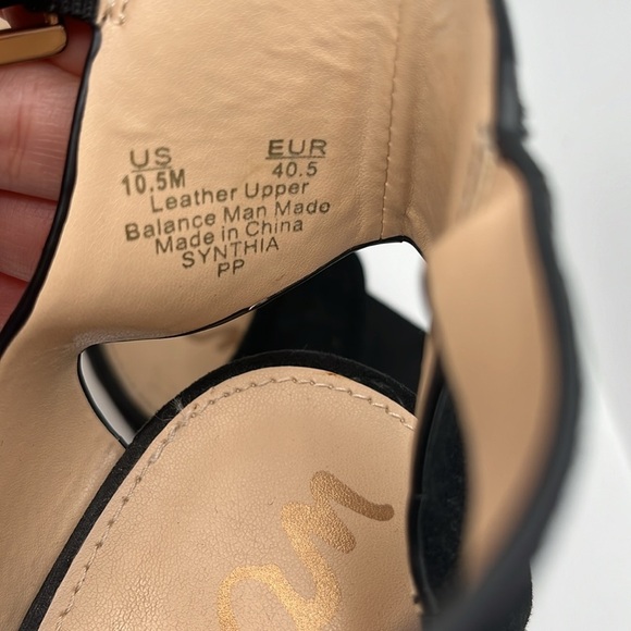 Sam Edelman Synthia Leather Open Toe Strap Back Suede Block Heels Size 10.5 - Picture 8 of 11